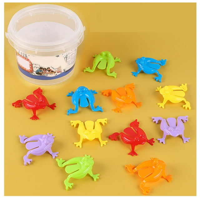 Funny Jumping Frogs, Jumping Toy 12PCS Finger Pressing Compact Size With Bucket For Kids Early Education