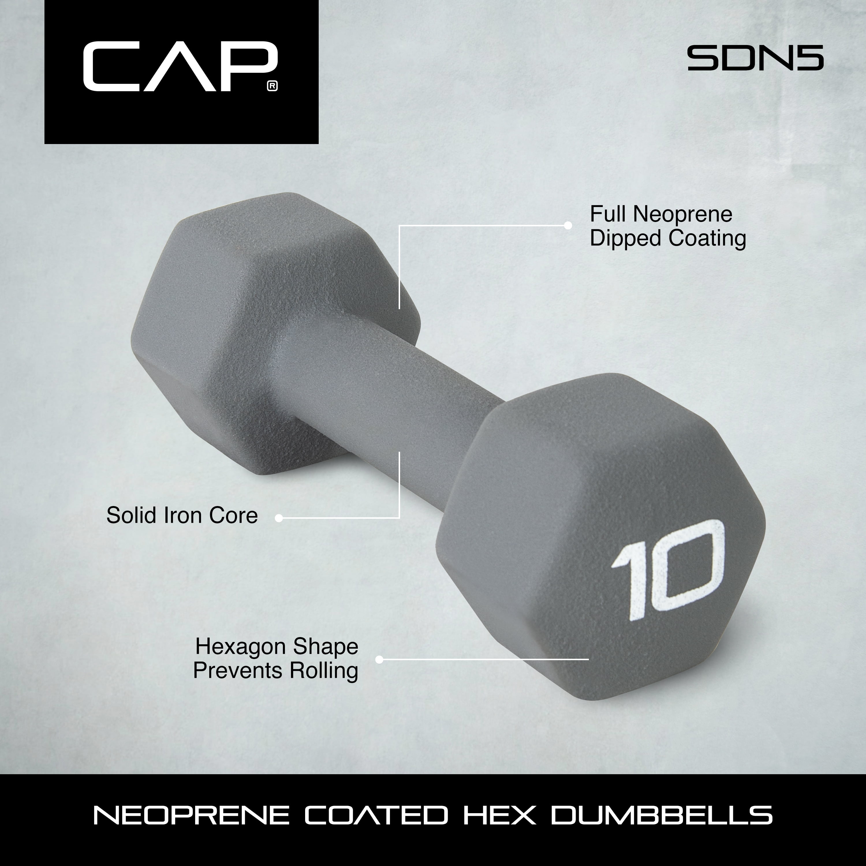 CAP Hex Neoprene 5 lb Pound Set of 2 Dumbbell Weights *FREE SHIPPING * 