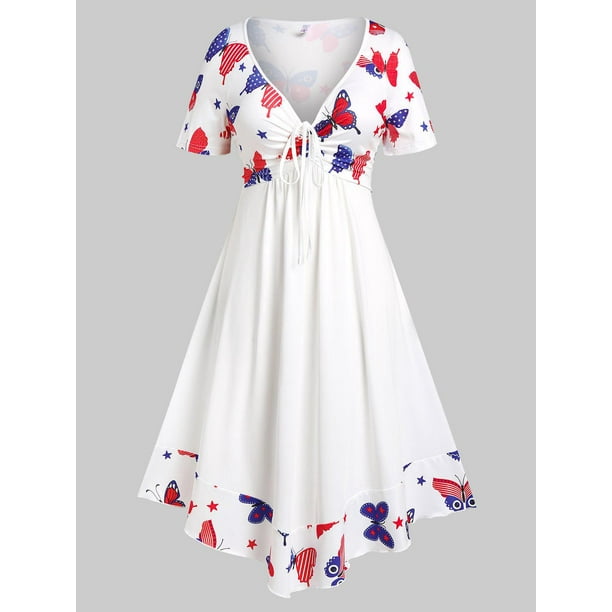 Vestido Talla Extra con Estampado de Mariposa Rosegal Vestidos Estampados Tallas Grandes