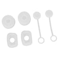 thumbnail image 4 of Juego de 6 tapones para pajitas de silicona reutilizables y sellados, cuadrados y redondos, transparentes, 4 of 15