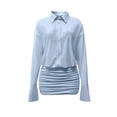 thumbnail image 4 of Pounoo Women's Mini Dresses Long Sleeve V Neck Chiffon Button Front Dresses Daily Errands Soft Lightweight Stylish Bodycon Dresses Gift, 4 of 6