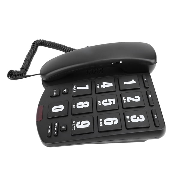 Teléfono Con Botones Grandes para Personas Mayores, Teléfono Fijo Domémico Con Cable para Montaje en Pared, Alerta de Remarcación y Parpadeo, Tono de Llamada de 110 db+,