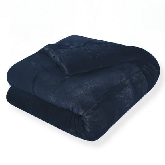 Vellux Plush Quilted Blanket, Queen, Navy
