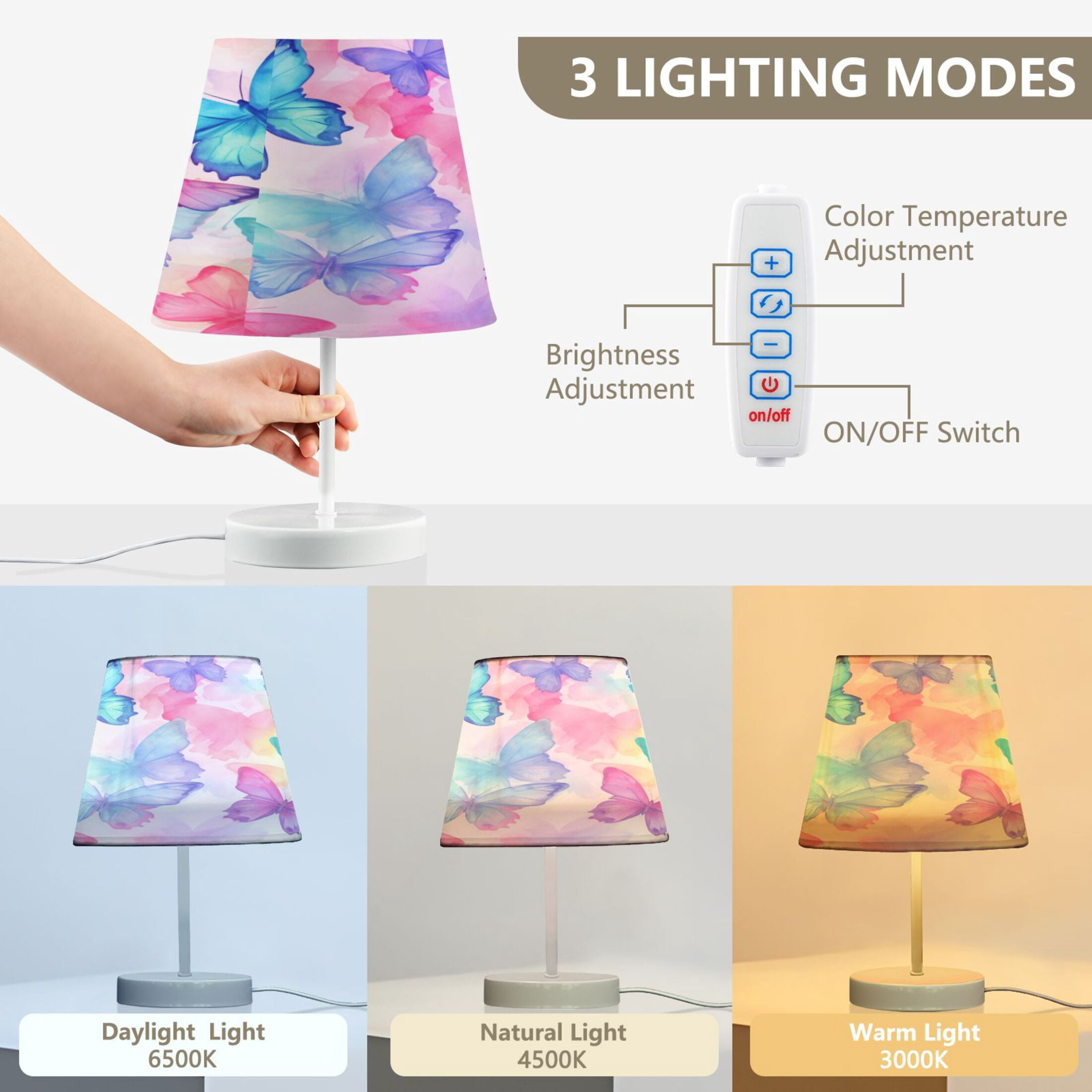 Gorgeous Butterfly Desk Lamp LED Table Nightstand Lamps with 3 Color Temperatures for Home Bedroom Living Room Decor 8x12