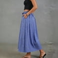 thumbnail image 7 of CCRFTGI Gingham Maxi Skirts for Women Dressy Casual A Line High Waist Long Plaid Skirt With Bow Summer Beach Vacation Outfits Flowy Skirts for Women Blue XL, 7 of 7