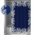 thumbnail image 3 of 54x78 Inch Shower Curtain Decorative Coastal Coral Bathtub Bath Curtains Fabric Waterproof Bathroom Decor Navy Blue Ocean Marine Nautical Beach Small Stall Shower Curtain Set with 12 Hooks, 3 of 6