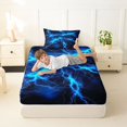 thumbnail image 4 of Homewish Blue Wild Lightning Twin Sheets,Modern Abstract Art Bedding,3pcs,1 Fitted Sheet and 1 Pillowcase, 4 of 6