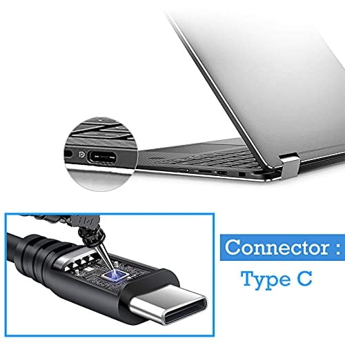 Cargador de CA USB-C tipo C de 45 W para Dell Chromebook 5190 3100 HP