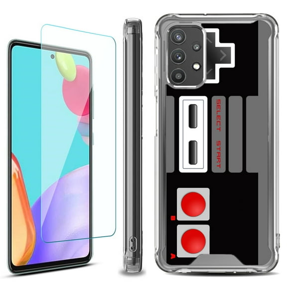Shockproof Bumper Phone Case for Samsung Galaxy A53 5G, with Tempered Glass Screen Protector, by OneToughShield ® - Game Controller