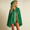 thumbnail image 4 of Halloween Sequin Hooded Cape, Tie-Front Sparkly Cloak for Stage Performance & Holiday Party, Glittery Open-Front Cover-Up for Women, 1 PC Dark Green, 4 of 8
