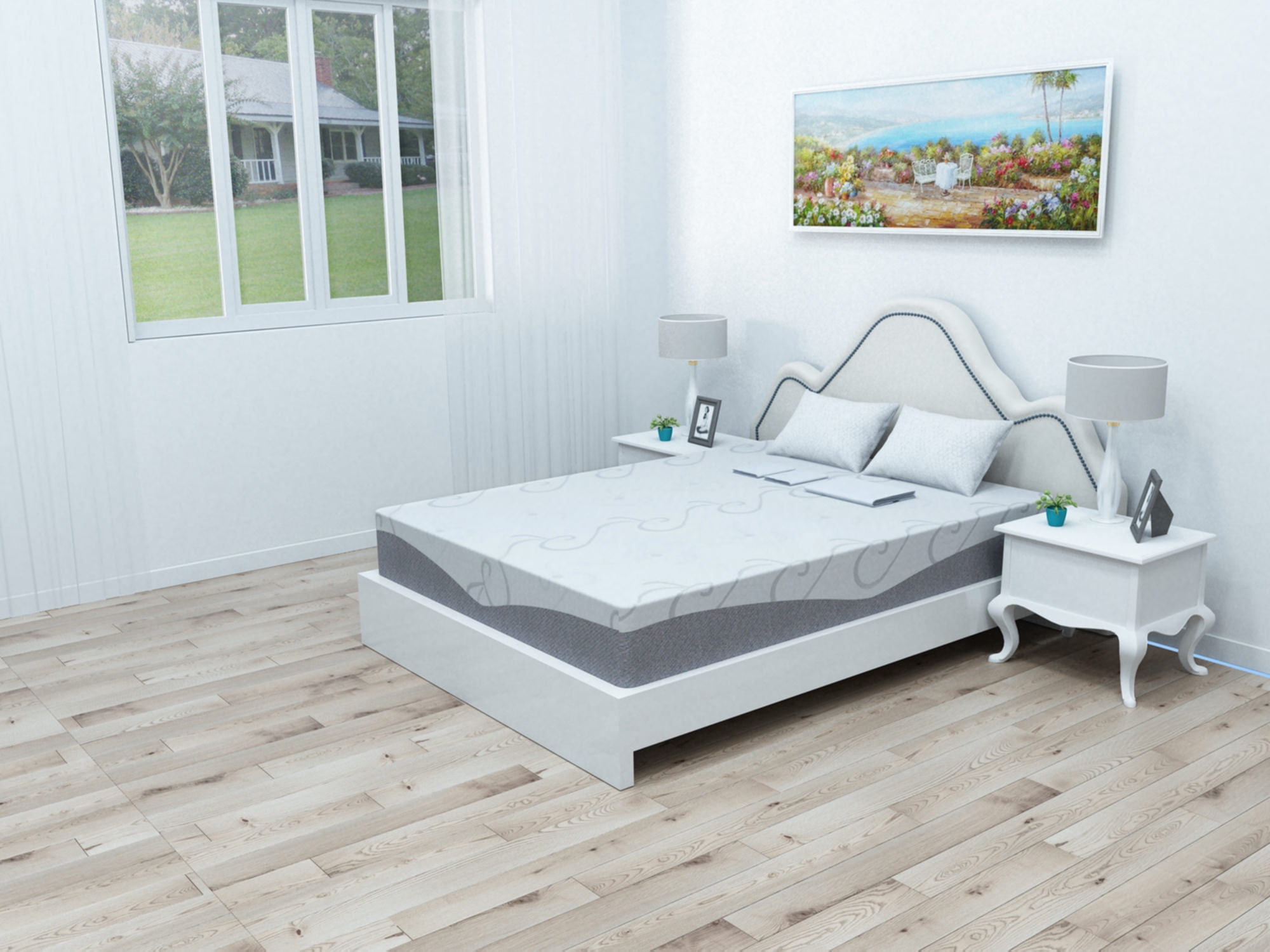 Full Size Metal Wood Bed W Mattress Combo Furniture Plus