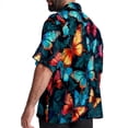thumbnail image 3 of Flower Butterfly Men's Hawaiian Button Down Short Sleeve Casual Printed Summer Beach Unisex Shirt, 3 of 6