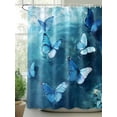 thumbnail image 2 of Coastal Shower Curtain, Vintage Butterfly Ocean Bathroom Decor Curtains Set with Hooks, Blue Waterproof Fabric Home Accessories， 66 X 72 Inch Long, 2 of 6