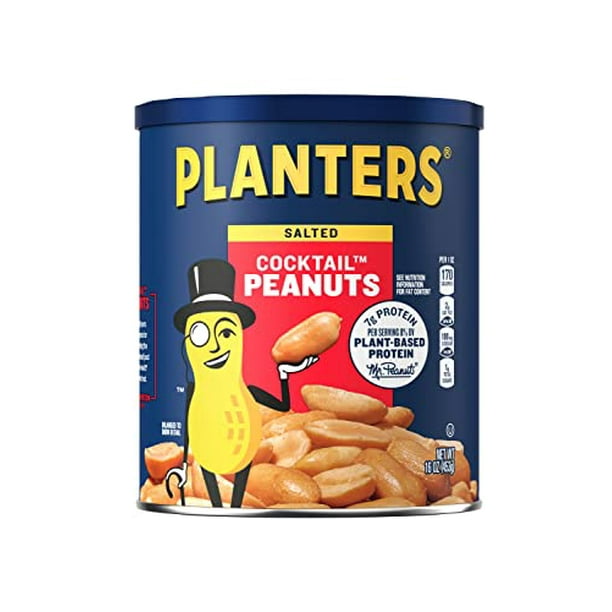 PLANTERS Salted Cocktail Peanuts, Party Snacks, Plant Based Protein