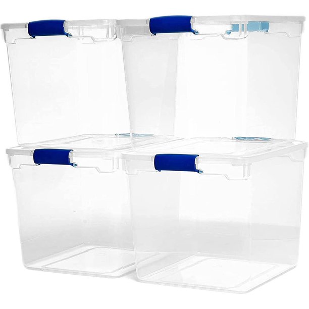 HOMZ Heavy Duty Modular Clear Plastic Stackable Storage Tote Containers