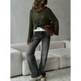 thumbnail image 4 of Womens Summer Scoop Neck Short Sleeve Sweater Casual Knit Tops Pullover Shirts Dark Green S, 4 of 8