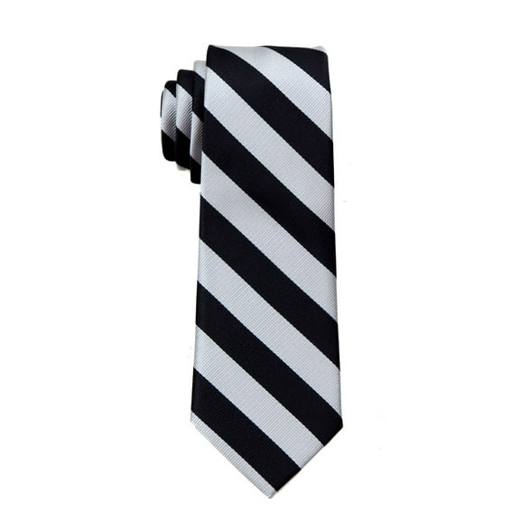 Boy's College Striped Necktie - Silver Black