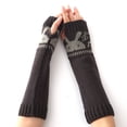 thumbnail image 1 of Guantes de invierno sin dedos para mujer, de punto, con abertura para el pulgar y diseño de conejo, 1 of 5
