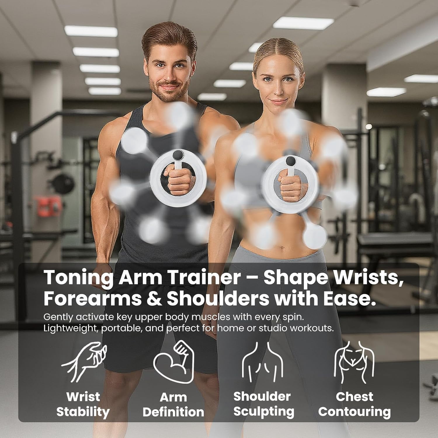 Arm & Shoulder Workout Equipment, 360° Hand Crank Forearm Trainer, Upper Body Strength & Mobility Trainer for Home Gym