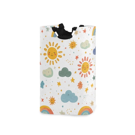Yayeee Freestanding Laundry Hamper with Handle Collapsible Large Storage Basket for Clothes, Rainbows Pattern