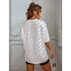 thumbnail image 2 of playera larga de gran tamaño con estampado de letras y hombros caídos para mujer Blanco B XS Blanco B XS Xishao ropa, 2 of 2