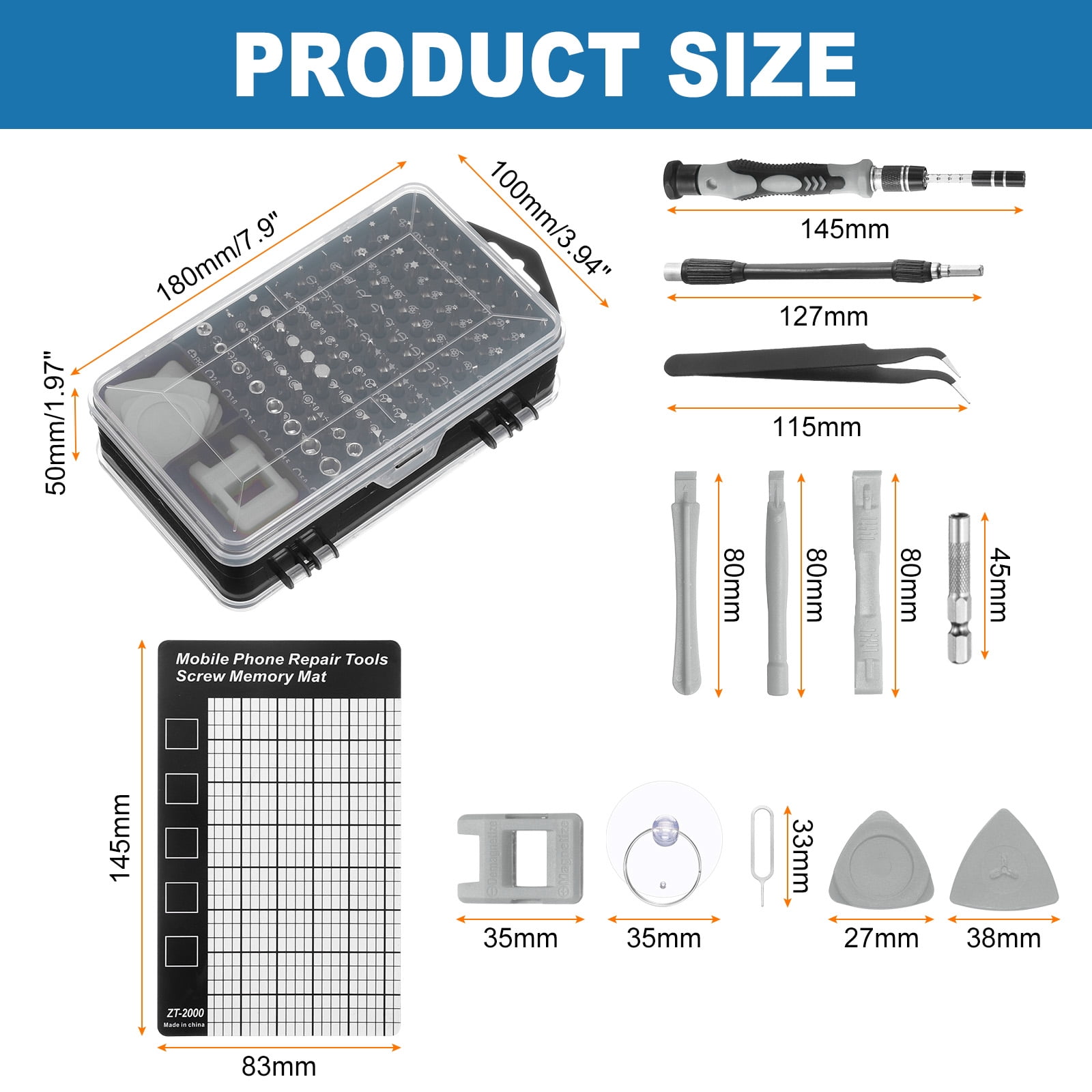 Uxcell 123 in 1 Magnetic Precision Screwdriver Set Electronics Repair Tools Kit with 96 Bits Flexible Shaft and Extension Rod for Cellphone Game Console Laptop PC Computer Camera, Grey