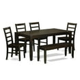 thumbnail image 5 of East West Furniture LYPF6-CAP-W 6 Piece Dining Room Set With Bench-Table With Leaf and 4 Dining Room Chairs Bench, 5 of 5