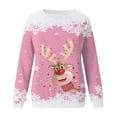 thumbnail image 4 of Fiaer Crew Neck Sweatshirts Women Christmas Deer Snowflake Graphic Tees Funny Xmas Plus Size Baggy Trendy Long Sleeve Tops Pink XXL, 4 of 4