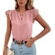 thumbnail image 1 of Camisas de manga corta con volantes para mujer, blusas holgadas de punto a la moda de verano para mujer, blusas de manga corta con recortes, Tops para trabajo diario, viajes, Rosa M, 1 of 8
