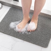 GoXteam Non-Slip Bathtub Mat, 16 x 24inch, Shower Mats for Bath Tub, PVC Loofah Bathroom Mats for Wet Areas, Quick Drying Foot Scrubber Mat, Gray