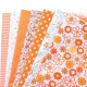 thumbnail image 1 of 7pcs DIY Orange Series Plain Pattern Floral Fabrics Handmade Cotton Cloth Patchwork Materials for Sewing Quilting (25x25cm), 1 of 3