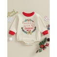 thumbnail image 2 of Bslissey Baby Boys Girls Christmas Sweatshirt Romper 3M 6M 12M 18M 24M Long Sleeve Letter Print Onesie Bodysuit Infant Casual Jumpsuit Toddler Cute Daily Clothes, 2 of 8
