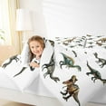 thumbnail image 4 of Homewish Safari Animaml Dinosaur Queen Comforter Set,Ancient Dino Bedding Sets,White Green Brown Bedding Comforter Set For Boy Kids,Microfiber Bedroom Decor Reversible,3-Piece, 4 of 8