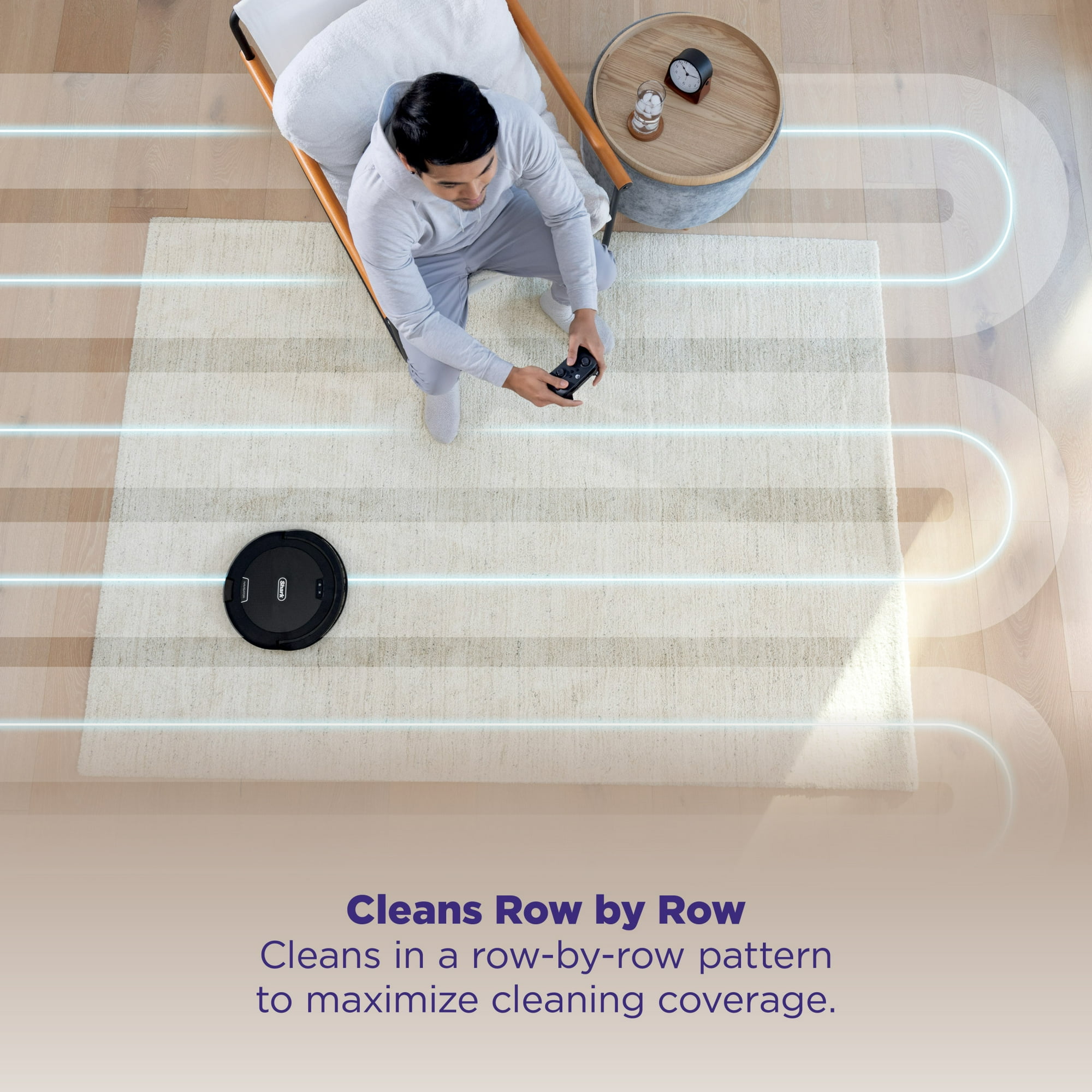 Shark Navigator Robot Vacuum, Carpets & Hardfloors, with SmartPath Navigation and Self-Cleaning Brushroll, Black RV2100