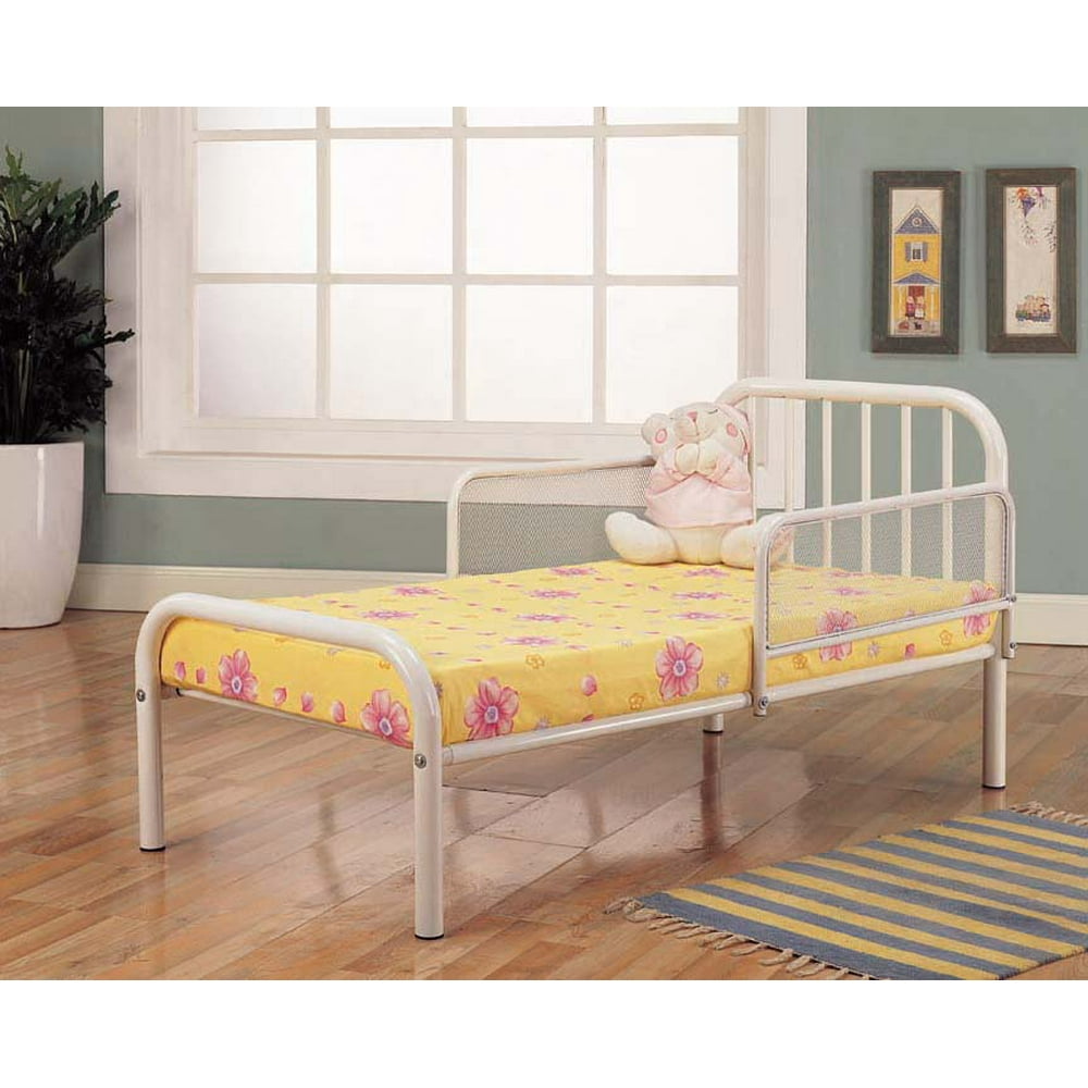 Cassidy 27Inch White Finish Metal Traditional Toddler Bed Frame With