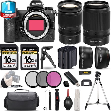 Nikon Z6 II Mirrorless Camera with 50-250mm f/4.5-6.3 VR Lens + 24-70mm f/4 S Lens + 3 PC Filter Set + 32GB- Kit