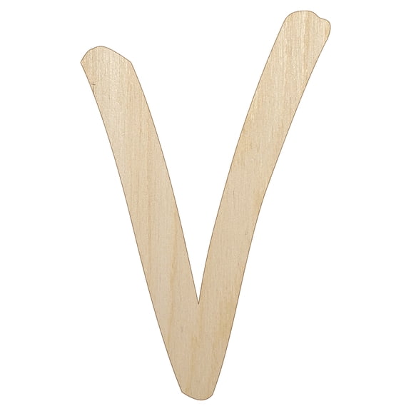 Letter V Uppercase Felt Marker Font Wood Shape Unfinished Piece Cutout Craft DIY Projects - 4.70 Inch Size - 1/8 Inch Thick