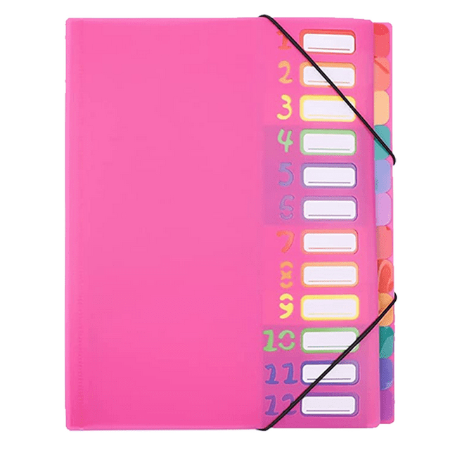 Carpeta de clasificación de arcoíris de 12 capas para almacenamiento de archivos de libros de información a4 multicapa