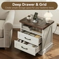 thumbnail image 4 of Farmhouse Nightstand, Bedside Table with Charging Station and USB, End Table with 2 Drawers, Night Stand for Bedroom, Dark Walnut & White, 4 of 7