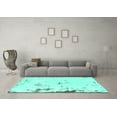 thumbnail image 3 of Ahgly Company Machine Washable Indoor Square Abstract Turquoise Blue Modern Area Rugs, 6' Square, 3 of 4