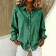 thumbnail image 2 of IMENGL Women's Long Sleeved Shirts Spring And Autumn Striped Printed Button Down Shirts Retro Shirts Fashionable Daily Casual Tops Green XL, 2 of 4