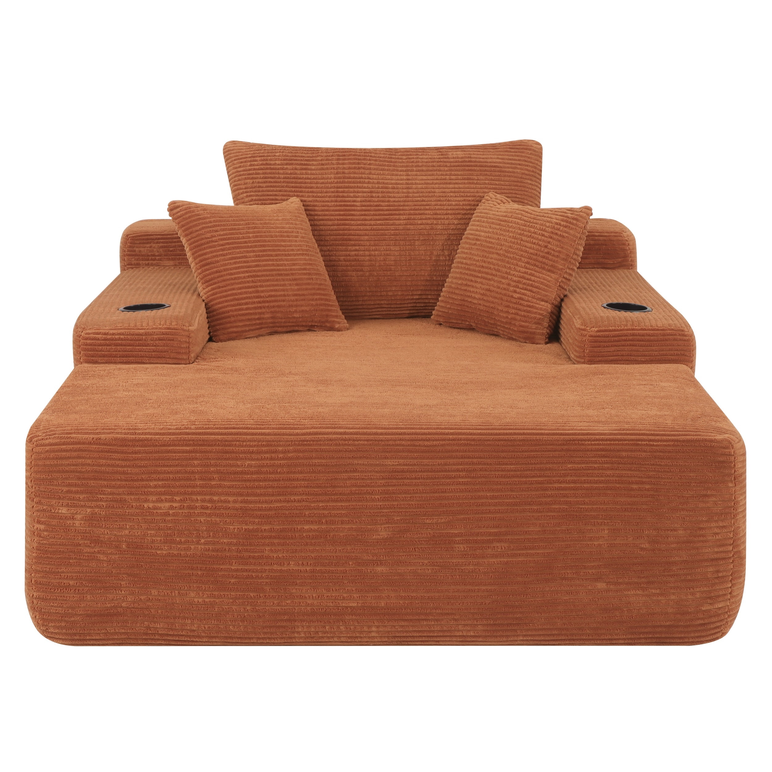 47.2'' No Assembly Compressed Sofa Chair, Deep Seat Chaise Lounge with Cup Holder & Storage Pocket, Boneless Sleeper Sofa Bed Armchair