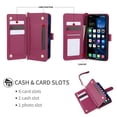 thumbnail image 4 of ELEHOLD Case for iPhone 16 Pro Max, Heavy Duty Crossbody Leather Flip Wallet Case with Card Holder & Wrist Strap,Pink, 4 of 9