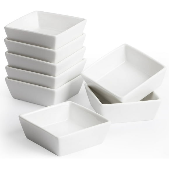 BTaT- Ramekins 4 oz Square, Set of 8 Ramekins for Baking, Creme Brulee Dishes, Souffle Cups, Flan Pan, Sauce Cups, Custard Cups, Pudding Cups, Desert Bowls, Dipping Bowls, Baking Bowls, Small Ramekins