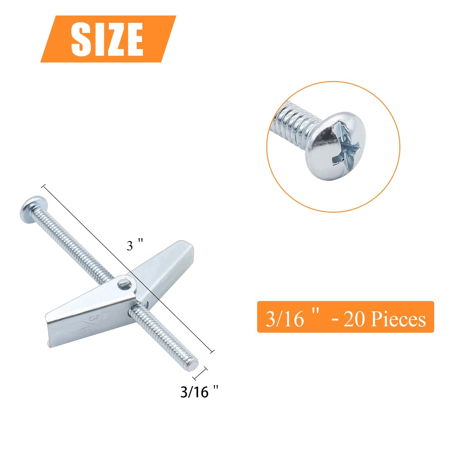 10 Pieces 1/4 Inch Toggle Anchors for Drywall, Anchor Bolts, Drywall Anchors, Screws with Anchors, Wall Anchors for Hanging Heavy Items on Drywall