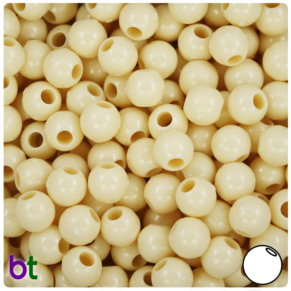 BeadTin Ivory Opaque 10mm Round Large Hole Plastic Beads (40pcs