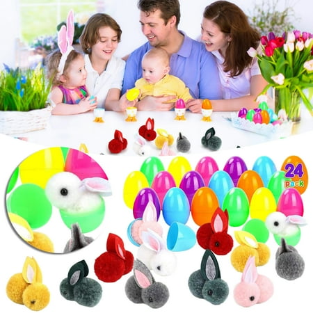 Iumwxz Easter Eggs Squeeze Toys Prefilled Plastic Eggs with 24 Slow Rising Animal Squishies Including Bunnies Ducks Cats Sensory Fidget Toys for Stress Relief Party Favors Easter Basket Stuffers