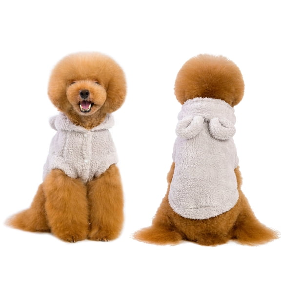WEAVILUX Pet Dog Clothes Grey Hooded Sweater with Bear Ears for Everyday Use