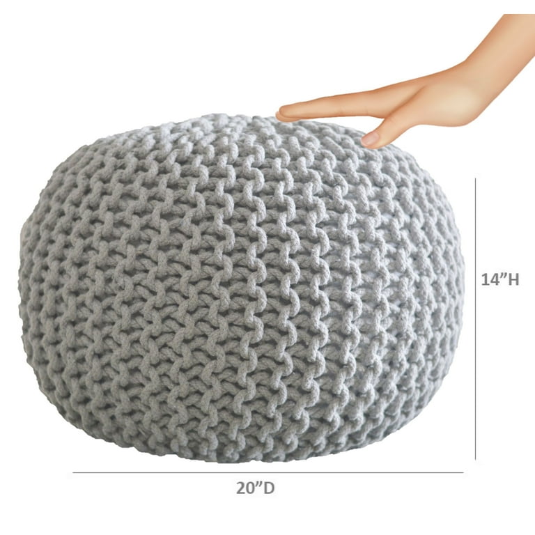 Lychee knitted sale cotton pouf ottoman