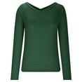 thumbnail image 6 of TKLPEHG Womens Tops Dressy Casual Crew Neck Tight Slim Shirt Solid Color Lightweight Fall Tops Fashion Long Sleeve T Shirt Comfy Blouses Pullover (Green,XL), 6 of 8